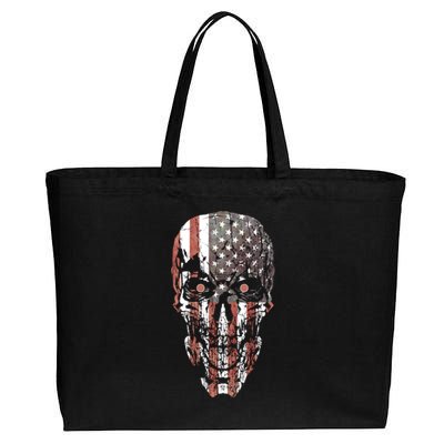 Usa Flag Patriotic America 4th Of July Skull Warrior Meaningful Gift Cotton Canvas Jumbo Tote