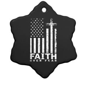 Usa Flag Patriotic American Gift Faith Over Fear Prayer Gift Ceramic Star Ornament