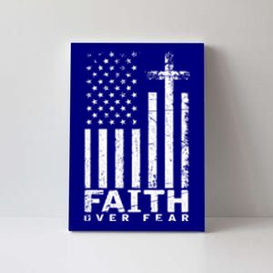 Usa Flag Patriotic American Gift Faith Over Fear Prayer Gift Canvas