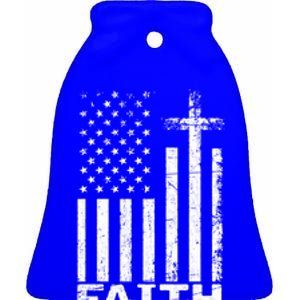 Usa Flag Patriotic American Gift Faith Over Fear Prayer Gift Ceramic Bell Ornament