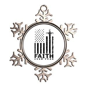 Usa Flag Patriotic American Gift Faith Over Fear Prayer Gift Metallic Star Ornament