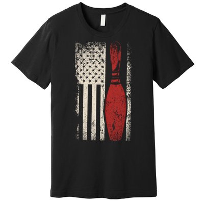 Usa Flag Patriotic American Bowler Gift Bowling Pins Bowling Cute Gift Premium T-Shirt