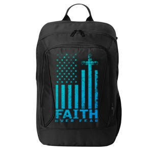 Usa Flag Patriotic American Gift Faith Over Fear Prayer Gift City Backpack