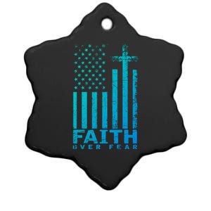 Usa Flag Patriotic American Gift Faith Over Fear Prayer Gift Ceramic Star Ornament