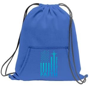 Usa Flag Patriotic American Gift Faith Over Fear Prayer Gift Sweatshirt Cinch Pack Bag