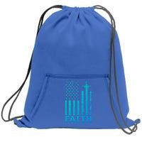 Usa Flag Patriotic American Gift Faith Over Fear Prayer Gift Sweatshirt Cinch Pack Bag