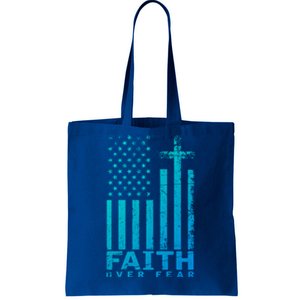 Usa Flag Patriotic American Gift Faith Over Fear Prayer Gift Tote Bag