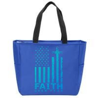 Usa Flag Patriotic American Gift Faith Over Fear Prayer Gift Zip Tote Bag