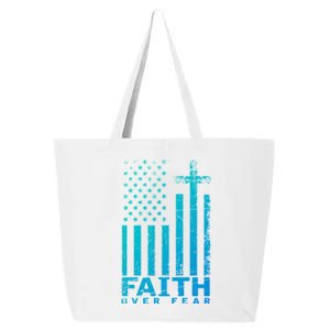 Usa Flag Patriotic American Gift Faith Over Fear Prayer Gift 25L Jumbo Tote