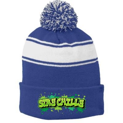 Ultimate Frisbee Player Stay Chilly Gift Stripe Pom Pom Beanie