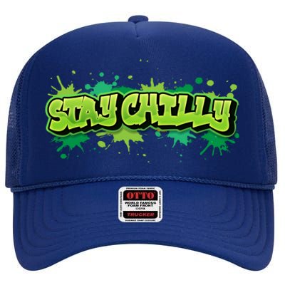 Ultimate Frisbee Player Stay Chilly Gift High Crown Mesh Back Trucker Hat