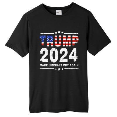 Usa Flag President Trump 2024 Make Liberals Cry Again Tall Fusion ChromaSoft Performance T-Shirt