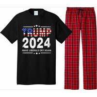 Usa Flag President Trump 2024 Make Liberals Cry Again Pajama Set