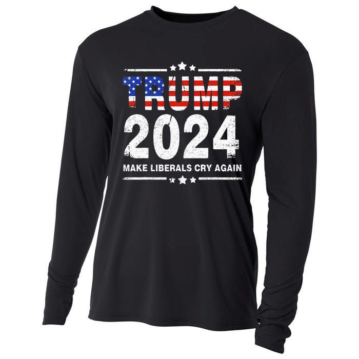 Usa Flag President Trump 2024 Make Liberals Cry Again Cooling Performance Long Sleeve Crew