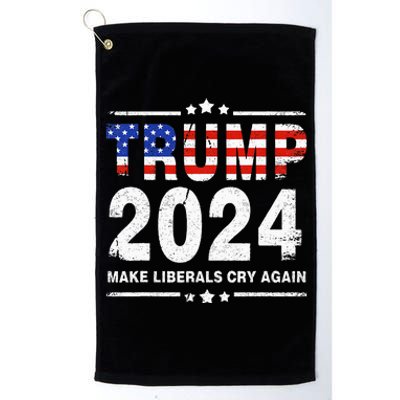 Usa Flag President Trump 2024 Make Liberals Cry Again Platinum Collection Golf Towel