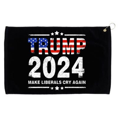 Usa Flag President Trump 2024 Make Liberals Cry Again Grommeted Golf Towel