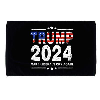 Usa Flag President Trump 2024 Make Liberals Cry Again Microfiber Hand Towel