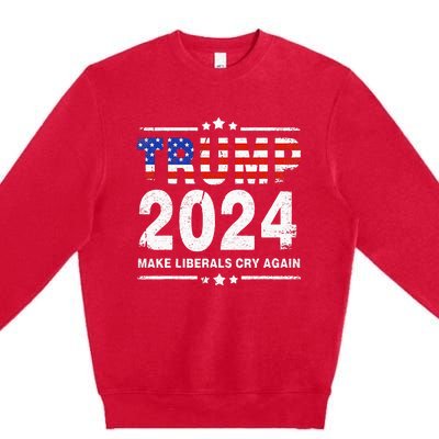 Usa Flag President Trump 2024 Make Liberals Cry Again Premium Crewneck Sweatshirt