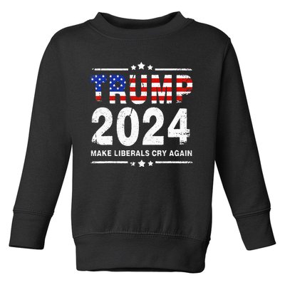 USA Flag President Trump 2024 Make Liberals Cry Again Funny Toddler Sweatshirt