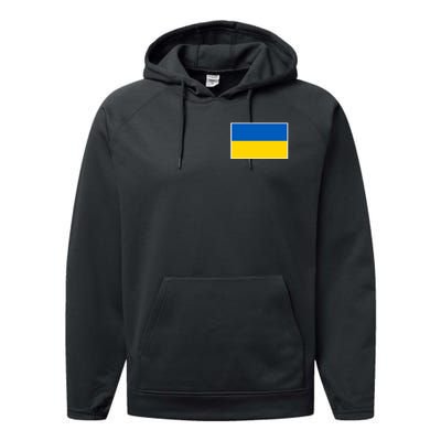 Ukraine Flag Pocket Logo Ukrainian National Colors Performance Fleece Hoodie