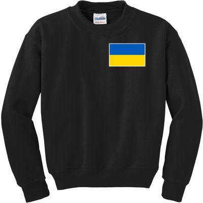 Ukraine Flag Pocket Logo Ukrainian National Colors Kids Sweatshirt