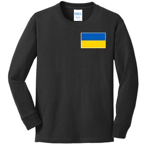 Ukraine Flag Pocket Logo Ukrainian National Colors Kids Long Sleeve Shirt