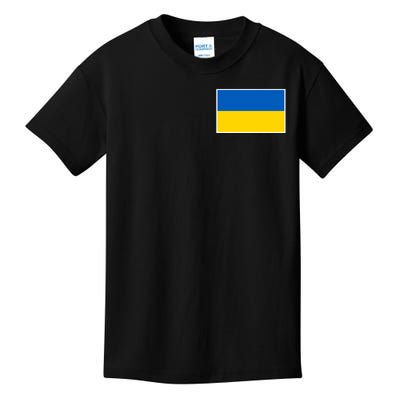 Ukraine Flag Pocket Logo Ukrainian National Colors Kids T-Shirt