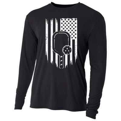 US Flag Pickleball Player Paddleball Lover Cooling Performance Long Sleeve Crew