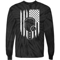 US Flag Pickleball Player Paddleball Lover Tie-Dye Long Sleeve Shirt