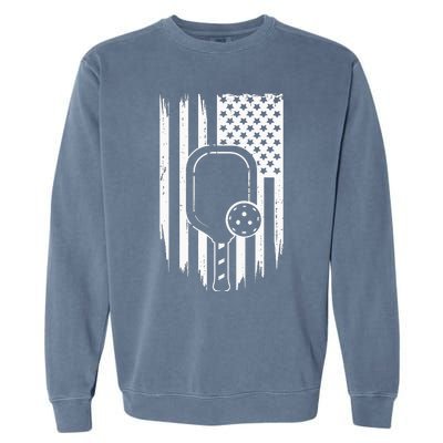 US Flag Pickleball Player Paddleball Lover Garment-Dyed Sweatshirt