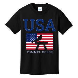 Usa Flag Pommel Horse Gymnastics Team American Gymnast Kids T-Shirt