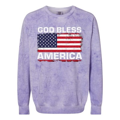 Usa Flag Patriotic God Bless America Colorblast Crewneck Sweatshirt