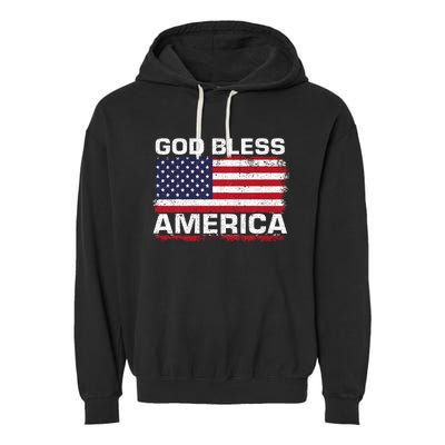 Usa Flag Patriotic God Bless America Garment-Dyed Fleece Hoodie