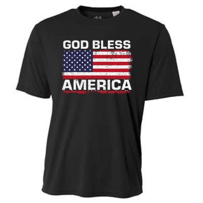 Usa Flag Patriotic God Bless America Cooling Performance Crew T-Shirt