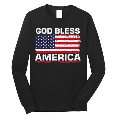 Usa Flag Patriotic God Bless America Long Sleeve Shirt