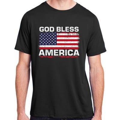 Usa Flag Patriotic God Bless America Adult ChromaSoft Performance T-Shirt