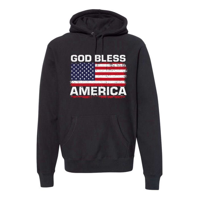 Usa Flag Patriotic God Bless America Premium Hoodie