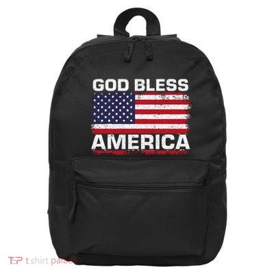 Usa Flag Patriotic God Bless America 16 in Basic Backpack