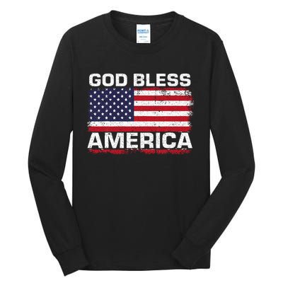 Usa Flag Patriotic God Bless America Tall Long Sleeve T-Shirt