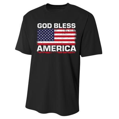 Usa Flag Patriotic God Bless America Performance Sprint T-Shirt