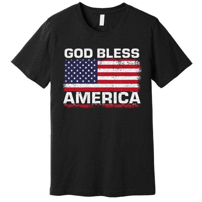 Usa Flag Patriotic God Bless America Premium T-Shirt