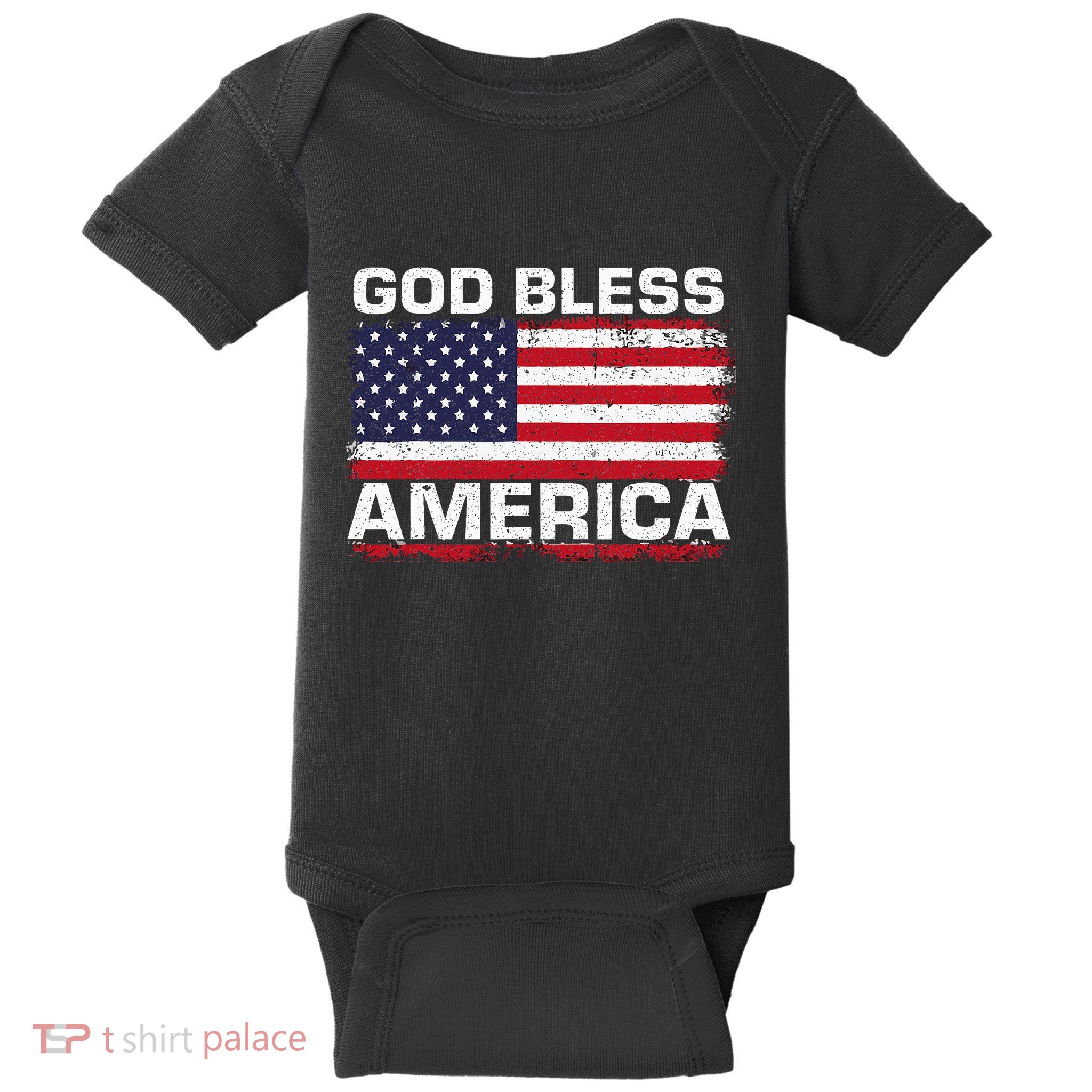 Usa Flag Patriotic God Bless America Baby Bodysuit
