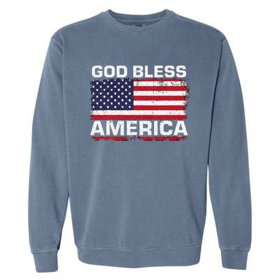 Usa Flag Patriotic God Bless America Garment-Dyed Sweatshirt