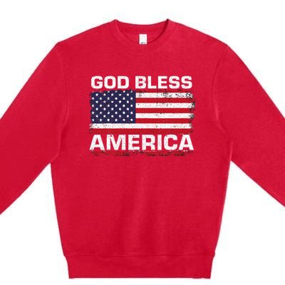 Usa Flag Patriotic God Bless America Premium Crewneck Sweatshirt