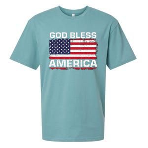 Usa Flag Patriotic God Bless America Sueded Cloud Jersey T-Shirt