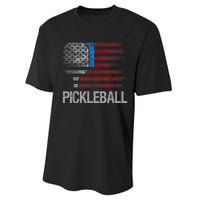 US Flag Pickleball Player Paddleball Lover Performance Sprint T-Shirt