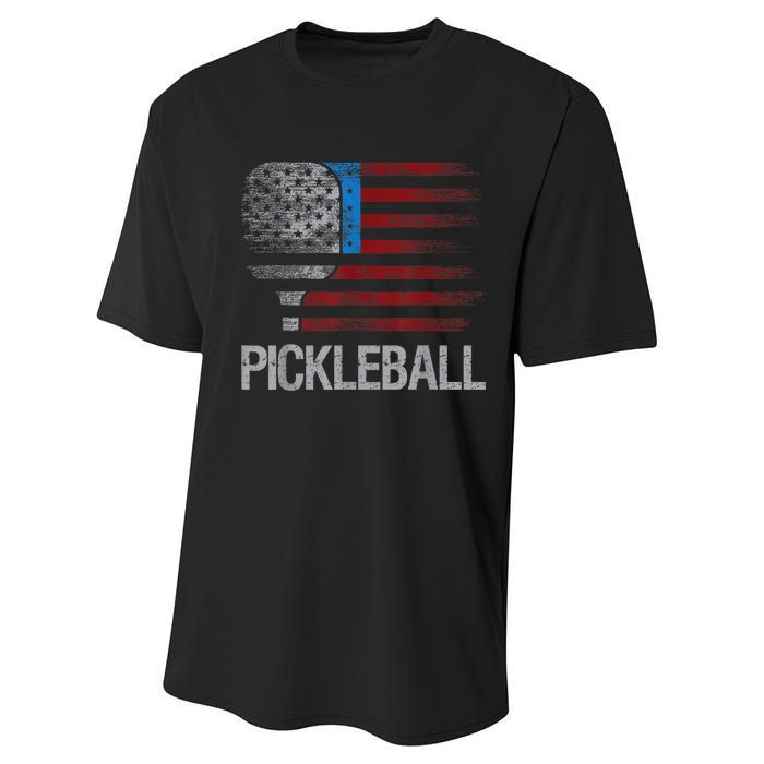 US Flag Pickleball Player Paddleball Lover Performance Sprint T-Shirt