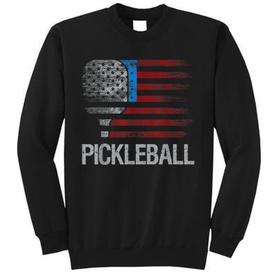 US Flag Pickleball Player Paddleball Lover Tall Sweatshirt