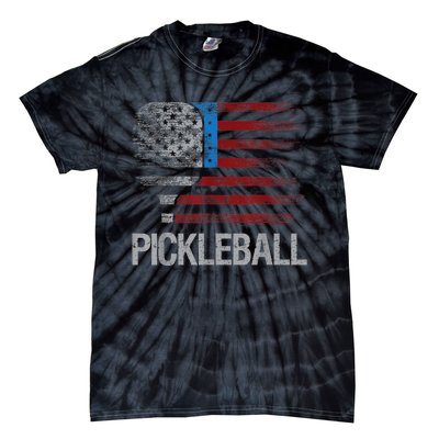 US Flag Pickleball Player Paddleball Lover Tie-Dye T-Shirt