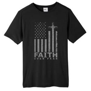 Usa Flag Patriotic American Gift Faith Over Fear Prayer Gift Tall Fusion ChromaSoft Performance T-Shirt